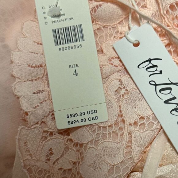 NWT women’s FOR LOVE & LEMONS X ANTHROPOLOGIE Karissa peach pink gown size 4 - Picture 9 of 11